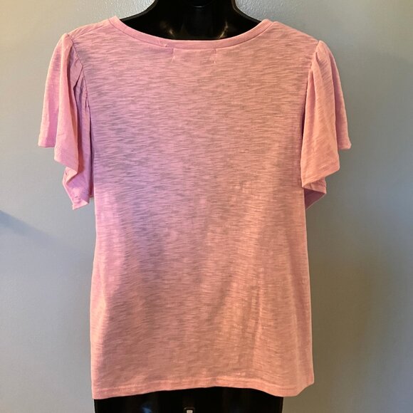 NWOT Penelope Rose Pink Flutter Sleeve Tee Size Large - Picture 7 of 7